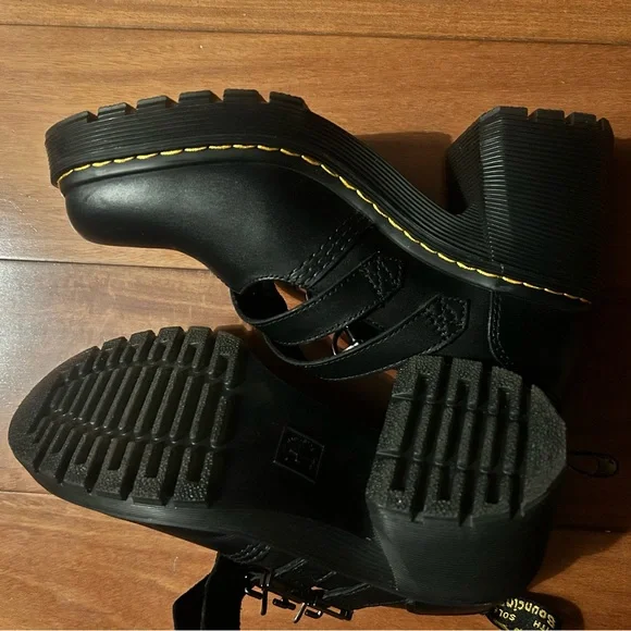 Dr. Martens Black Platform Eviee Buckle Shoes - Picture 6 of 9